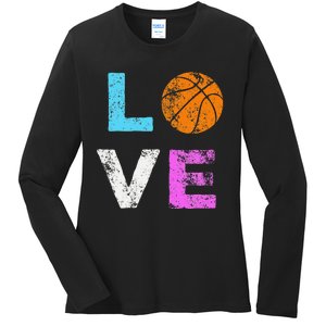 Love Basketball Team Fan Gift Ladies Long Sleeve Shirt