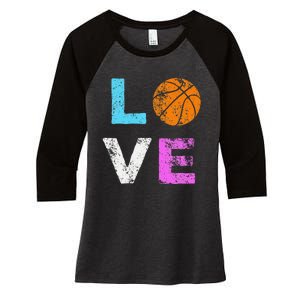 Love Basketball Team Fan Gift Women's Tri-Blend 3/4-Sleeve Raglan Shirt