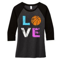 Love Basketball Team Fan Gift Women's Tri-Blend 3/4-Sleeve Raglan Shirt