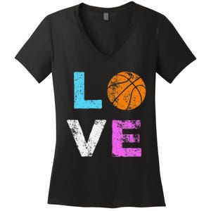 Love Basketball Team Fan Gift Women's V-Neck T-Shirt