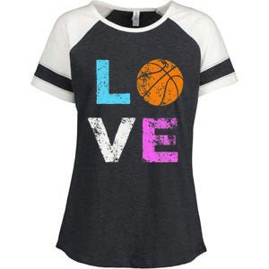 Love Basketball Team Fan Gift Enza Ladies Jersey Colorblock Tee