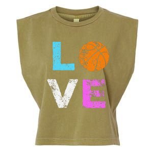 Love Basketball Team Fan Gift Garment-Dyed Women's Muscle Tee