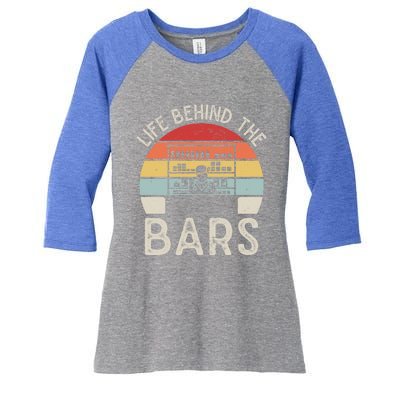 Life Behind The Bars Retro Pharmacist Pharmacy Technician Meaningful Gift Women's Tri-Blend 3/4-Sleeve Raglan Shirt