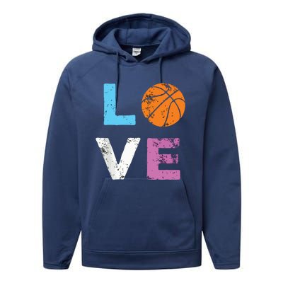 Love Basketball Team Fan Gift Performance Fleece Hoodie