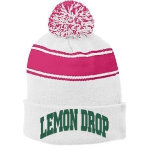 Lemons By Tay Lemon Drop Stripe Pom Pom Beanie