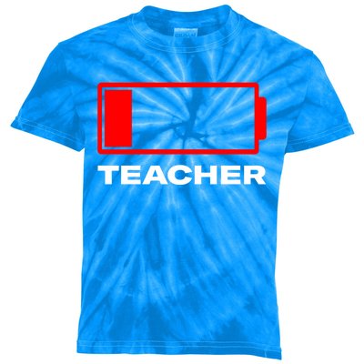 Low Battery Teacher Funny Teacher Life Humor Teaching Work Gift Kids Tie-Dye T-Shirt