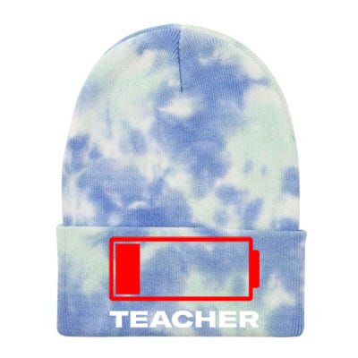 Low Battery Teacher Funny Teacher Life Humor Teaching Work Gift Tie Dye 12in Knit Beanie