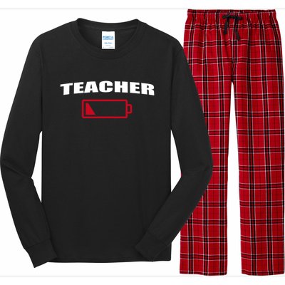 Low Battery Teacher Professional Teacher Life Career Gift Long Sleeve Pajama Set