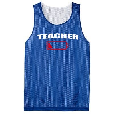 Low Battery Teacher Professional Teacher Life Career Gift Mesh Reversible Basketball Jersey Tank