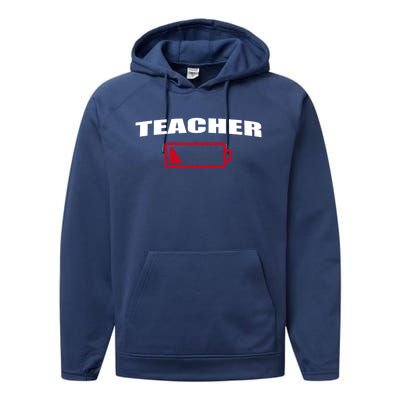 Low Battery Teacher Professional Teacher Life Career Gift Performance Fleece Hoodie