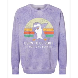 Linux Born To Be Boot Not To Be Root Funny Retro Linux Colorblast Crewneck Sweatshirt