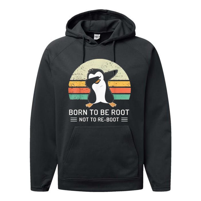 Linux Born To Be Boot Not To Be Root Funny Retro Linux Performance Fleece Hoodie