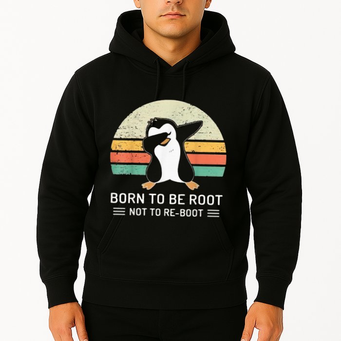 Linux Born To Be Boot Not To Be Root Funny Retro Linux Hoodie