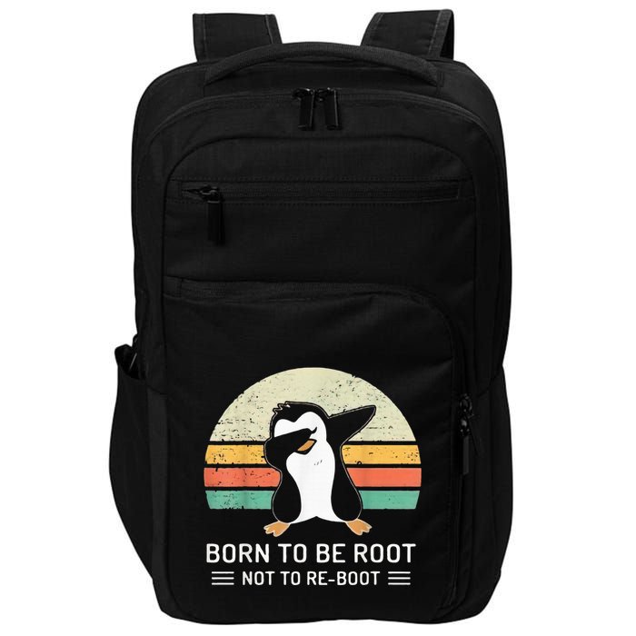 Linux Born To Be Boot Not To Be Root Funny Retro Linux Impact Tech Backpack