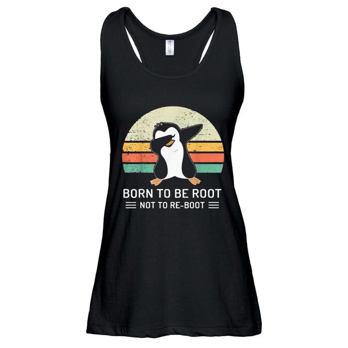 Linux Born To Be Boot Not To Be Root Funny Retro Linux Ladies Essential Flowy Tank