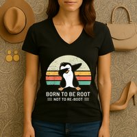 Linux Born To Be Boot Not To Be Root Funny Retro Linux Women's V-Neck T-Shirt
