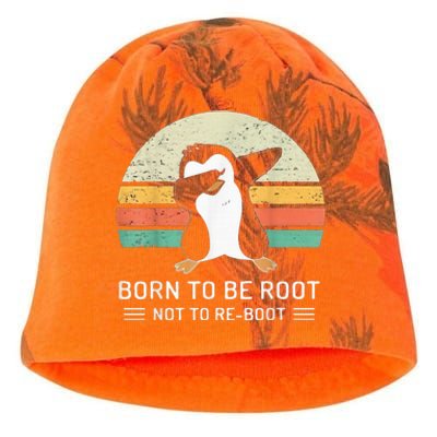 Linux Born To Be Boot Not To Be Root Funny Retro Linux Kati - Camo Knit Beanie