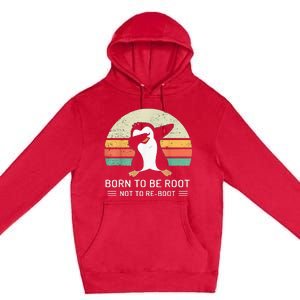 Linux Born To Be Boot Not To Be Root Funny Retro Linux Premium Pullover Hoodie