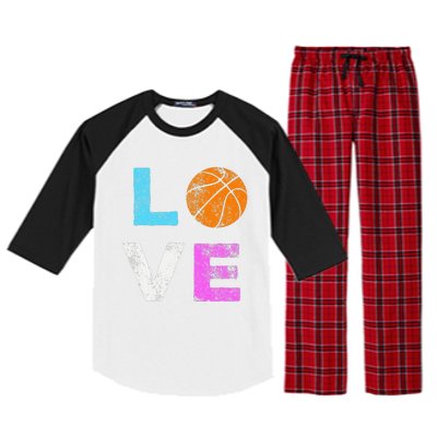 Love Basketball Team Fan Gift Raglan Sleeve Pajama Set