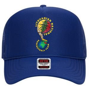 Lithuanian BB Team Win For Lietuva By Lithuania Strong High Crown Mesh Back Trucker Hat