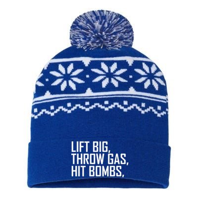 Lift Big Throw Gas Hit Bombs USA-Made Snowflake Beanie