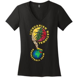 Lithuanian BB Team Win For Lietuva By Lithuania Strong Women's V-Neck T-Shirt