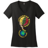 Lithuanian BB Team Win For Lietuva By Lithuania Strong Women's V-Neck T-Shirt