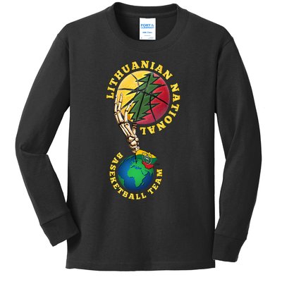 Lithuanian BB Team Win For Lietuva By Lithuania Strong Kids Long Sleeve Shirt