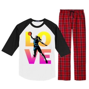 Love Basketball Teen Girls Gift Raglan Sleeve Pajama Set