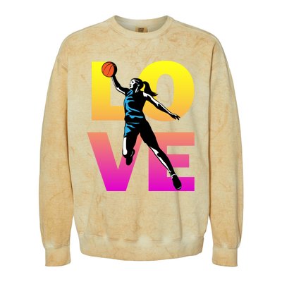 Love Basketball Teen Girls Gift Colorblast Crewneck Sweatshirt