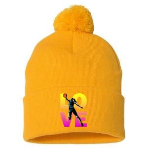 Love Basketball Teen Girls Gift Pom Pom 12in Knit Beanie