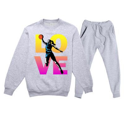 Love Basketball Teen Girls Gift Premium Crewneck Sweatsuit Set