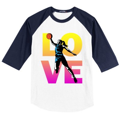 Love Basketball Teen Girls Gift Baseball Sleeve Shirt