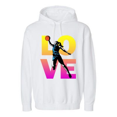 Love Basketball Teen Girls Gift Garment-Dyed Fleece Hoodie