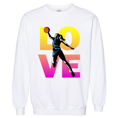 Love Basketball Teen Girls Gift Garment-Dyed Sweatshirt