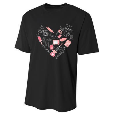 Love Baking Tools For Bakers Gift Women Cute Pink Performance Sprint T-Shirt