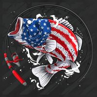 Largemouth Bass USA Flag Imprint Adult Drive Performance Visor