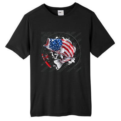 Largemouth Bass USA Flag Imprint Tall Fusion ChromaSoft Performance T-Shirt