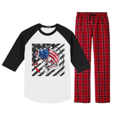 Largemouth Bass USA Flag Imprint Raglan Sleeve Pajama Set