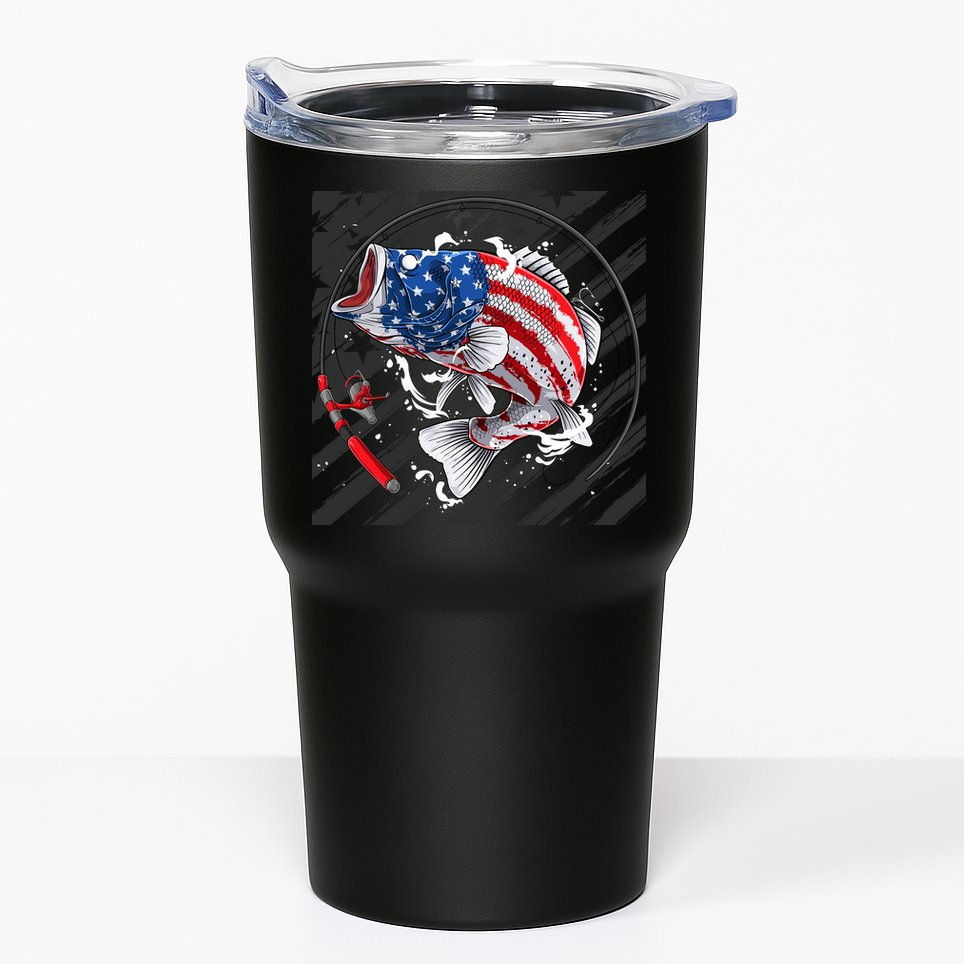 Largemouth Bass USA Flag Imprint Tumbler