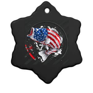 Largemouth Bass USA Flag Imprint Ceramic Star Ornament