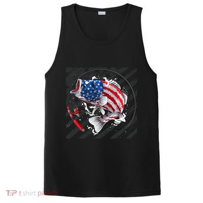 Largemouth Bass USA Flag Imprint PosiCharge Competitor Tank