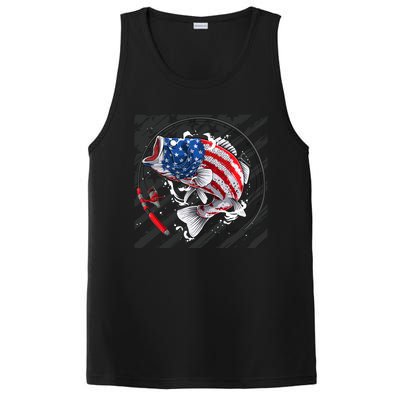 Largemouth Bass USA Flag Imprint PosiCharge Competitor Tank