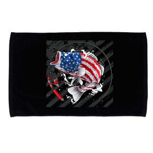 Largemouth Bass USA Flag Imprint Microfiber Hand Towel