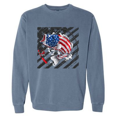 Largemouth Bass USA Flag Imprint Garment-Dyed Sweatshirt