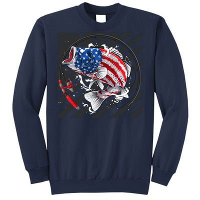 Largemouth Bass USA Flag Imprint Sweatshirt