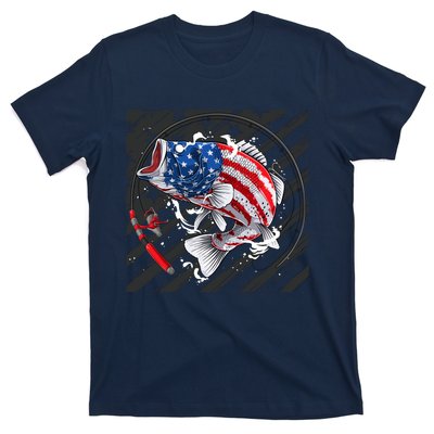 Largemouth Bass USA Flag Imprint T-Shirt