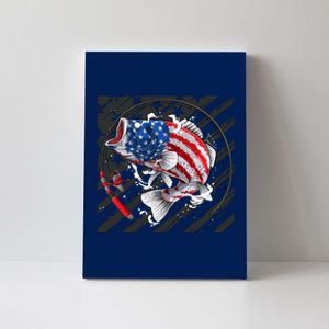 Largemouth Bass USA Flag Imprint Canvas