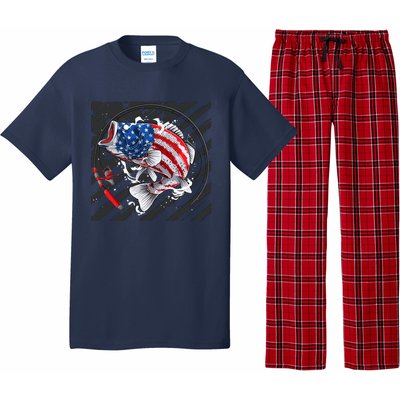 Largemouth Bass USA Flag Imprint Pajama Set