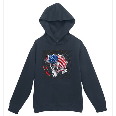 Largemouth Bass USA Flag Imprint Urban Pullover Hoodie